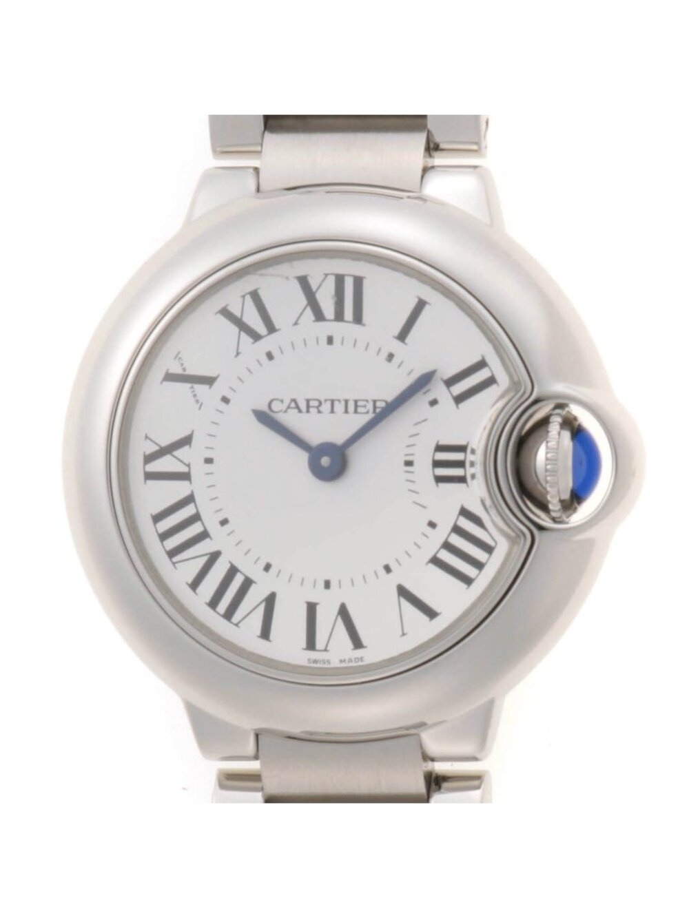 Cartier Ballon Bleu SM 28 Watch SS Stainless Steel Silver Dial Quartz